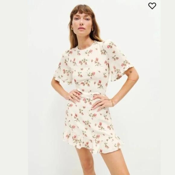 Reformation | Alaina Floral Ruffle‎ Mini Dress in Florence - Picture 3 of 11